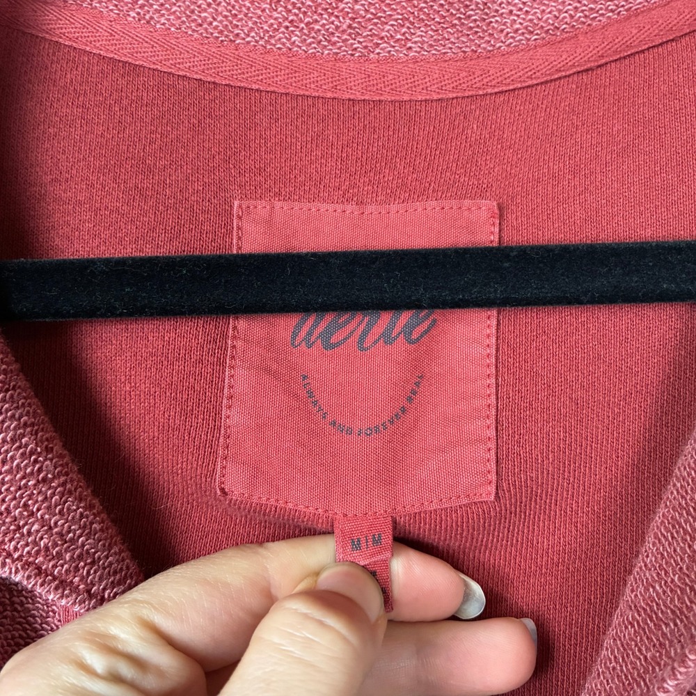 2025 Aerie Starry Skies Open Neck Sweatshirt Size M Red Slouchy Athleisure Cozy - Picture 10 of 16